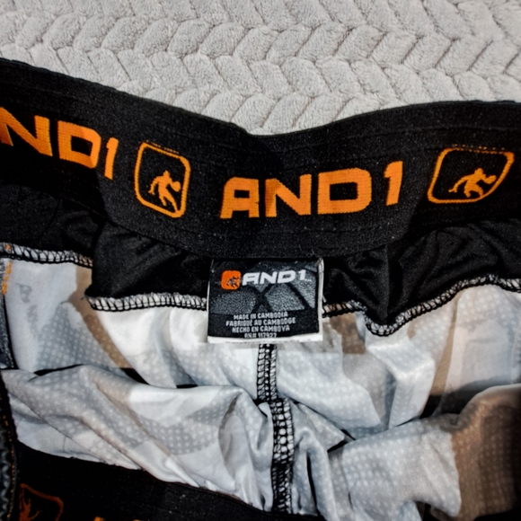 AND1 Black and Gray Camo Athletic Shorts - Picture 4 of 6